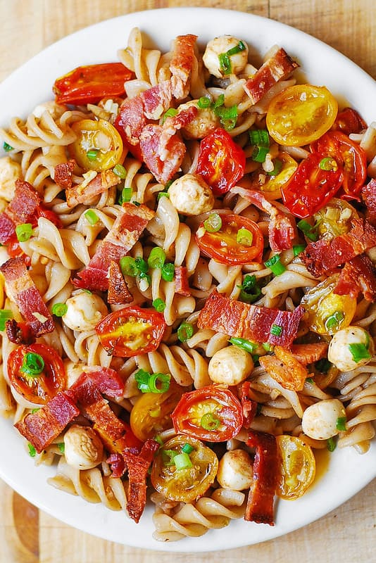 Pasta Salad with Bacon, Tomatoes, and Mozzarella