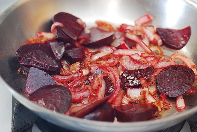Cooking onions and beets