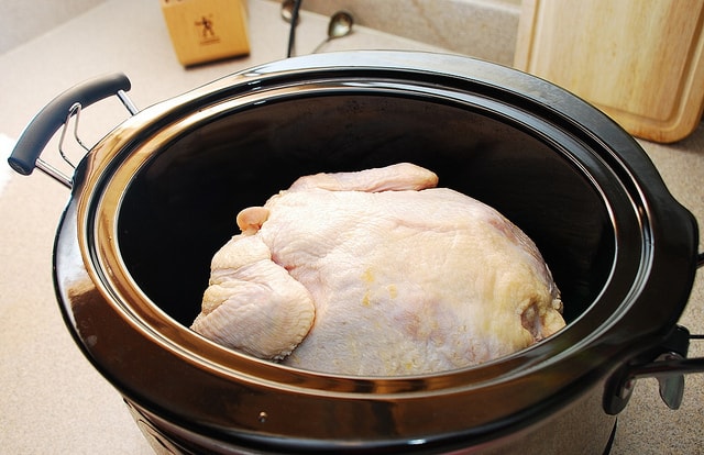 slow cooker raw whole chicken