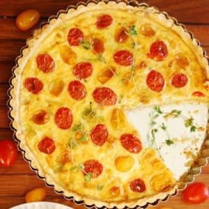 Breakfast Egg and Gruyere Cheese Quiche Tart with Tomatoes