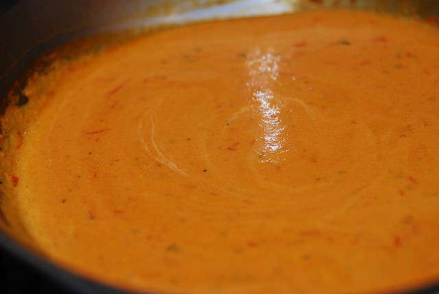 blended tomato sauce with heavy cream