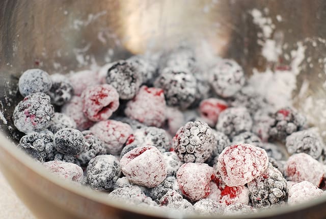 fresh berries and flour