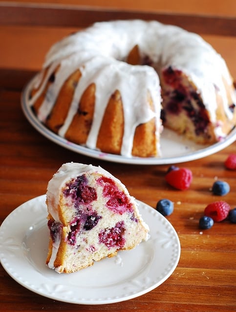 triple berry bundt cake blueberry, raspberry, blackberry