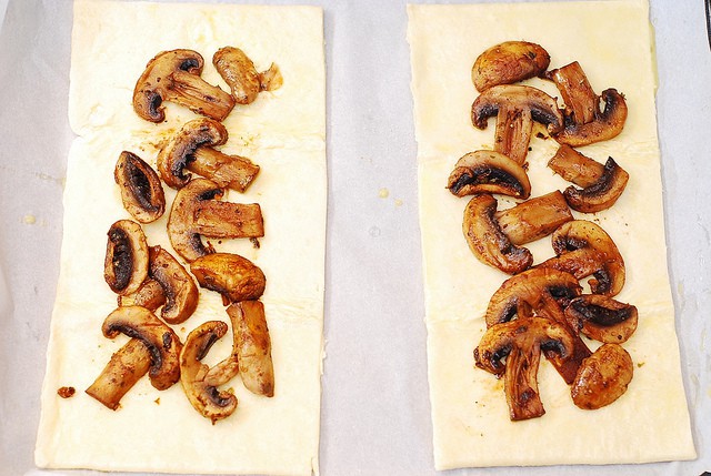 mushrooms on puff pastry