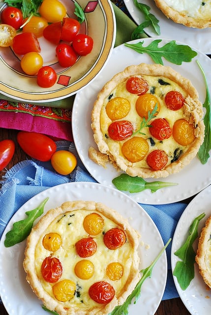 Baked egg cups with spinach, cheese, and grape tomatoes recipe