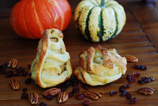 Halloween apple and pear mummy treats