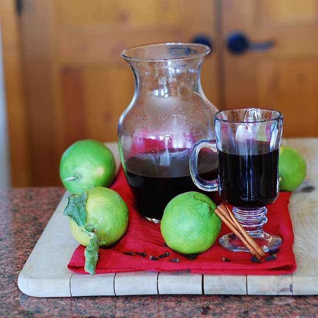 Mulled red wine with spices, Christmas, holidays