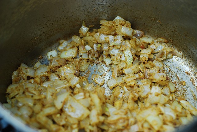 cooking chopped onions, shallots, garlic