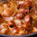 creamy balsamic-braised shallots with pomegranate