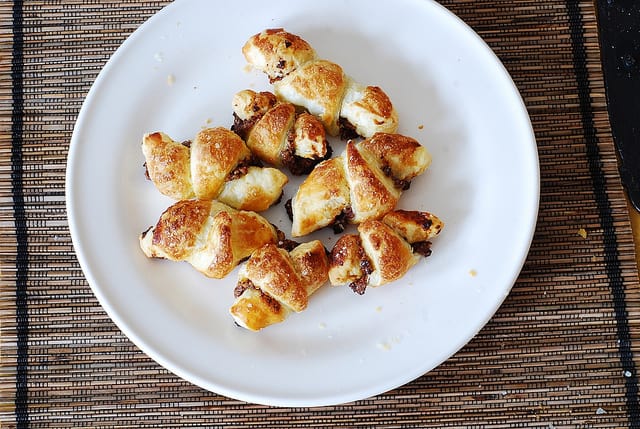 Rugelach with pecan and raisin filling