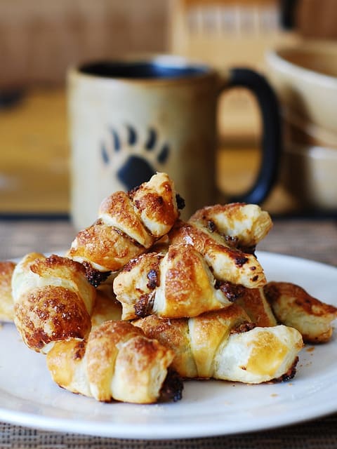 Rugelach with pecan and raisin filling