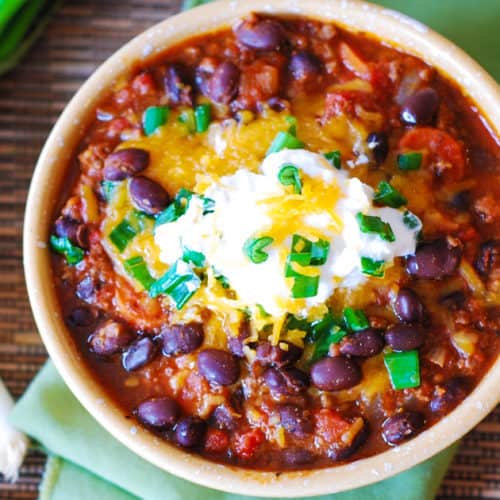 Beef Bacon Black Bean Chili - Family Fresh Meals