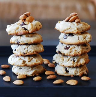 soft and crumbly chocolate chip almond cookies