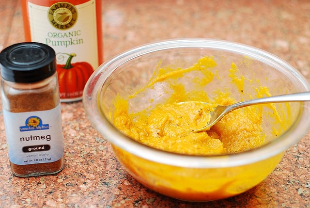 Pumpkin ravioli with brown butter sauce and pecans