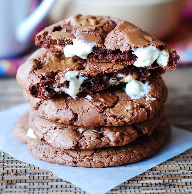 Outrageous chocolate cookies with white chocolate chips