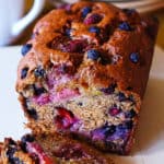 strawberry banana bread with blueberries