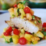pan-seared black cod with tropical fruit salsa
