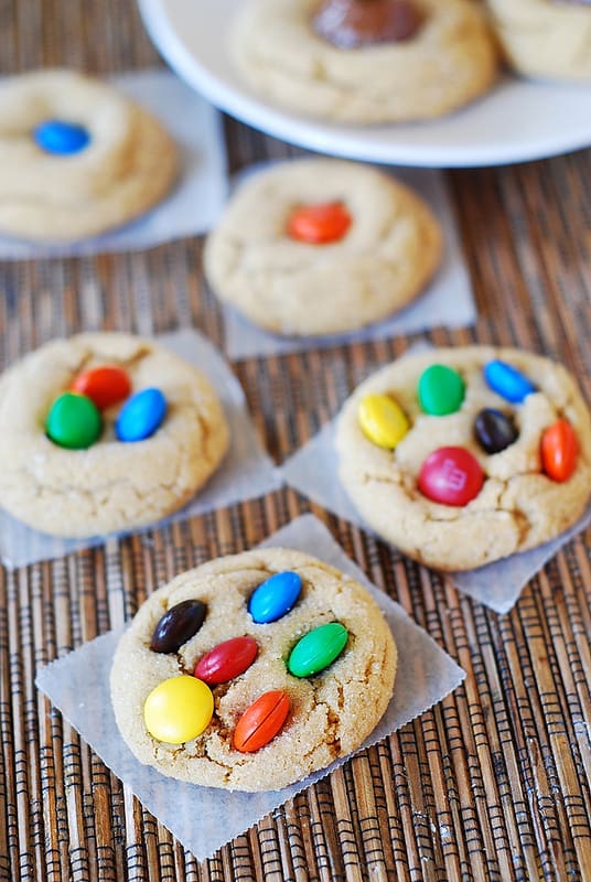 peanut butter cookies with M&M