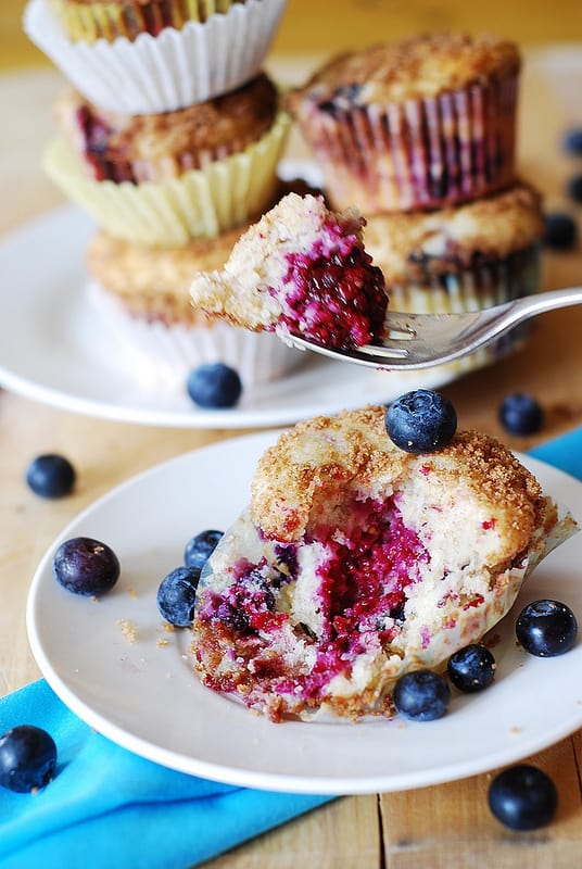 Mixed berry yogurt muffins