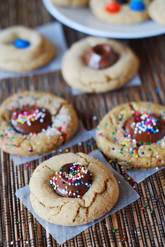 Peanut butter cookies with chocolate caramel candy, Rolos