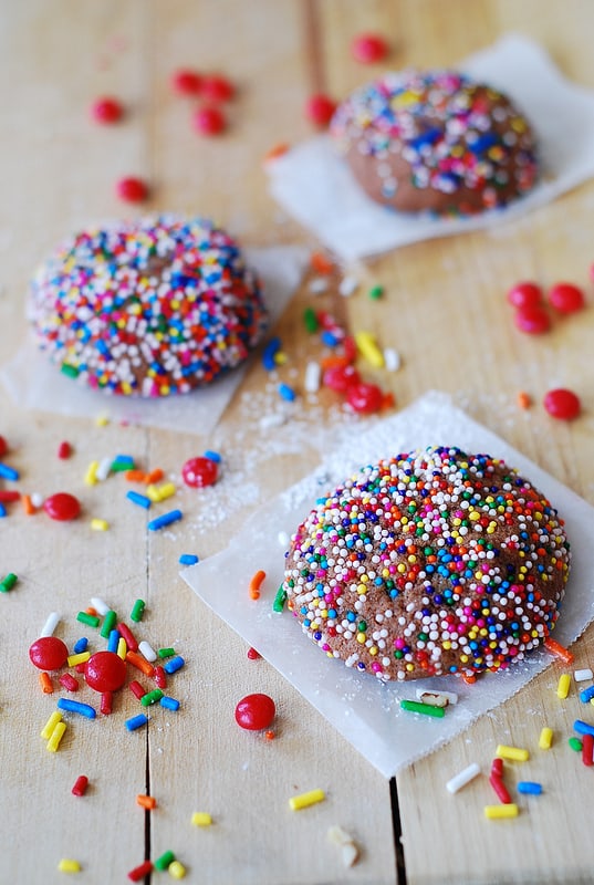 Easy chocolate Christmas cookies with sprinkles