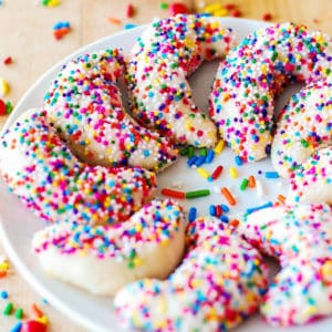 almond crescent cookies with sprinkles