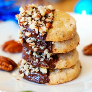 chocolate covered pecan shortbread cookies
