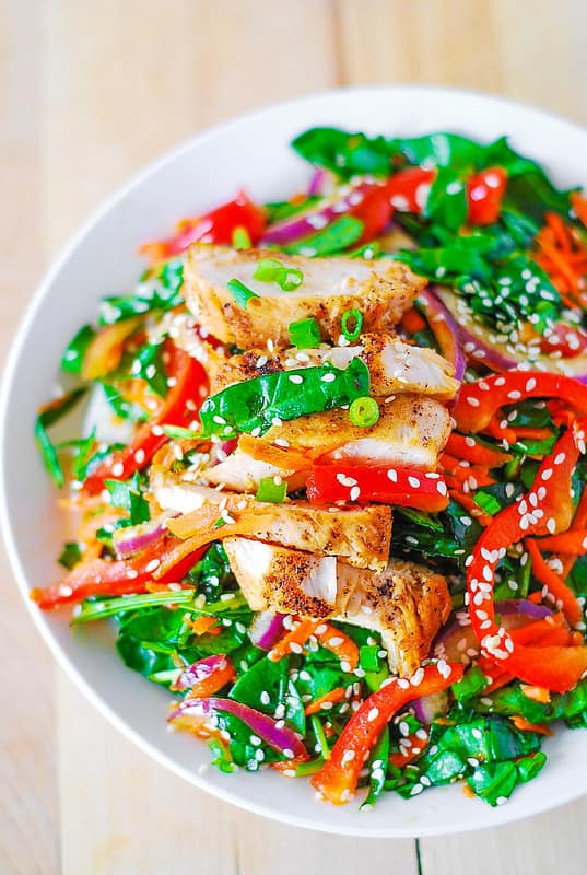 Asian chicken salad recipe with ginger sesame dressing