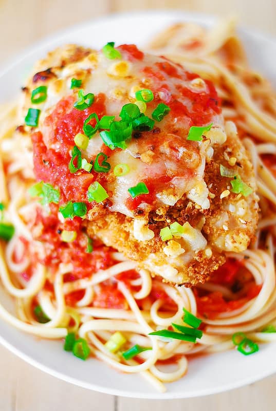 Chicken Parmesan Pasta with Garlic Tomato Basil Sauce