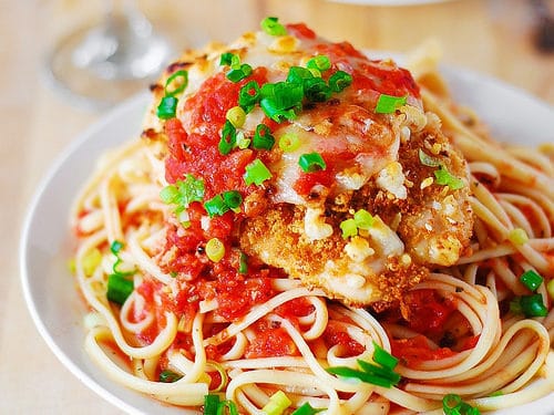 Chicken Parmesan Pasta with Garlic Tomato Basil Sauce - Julia's Album