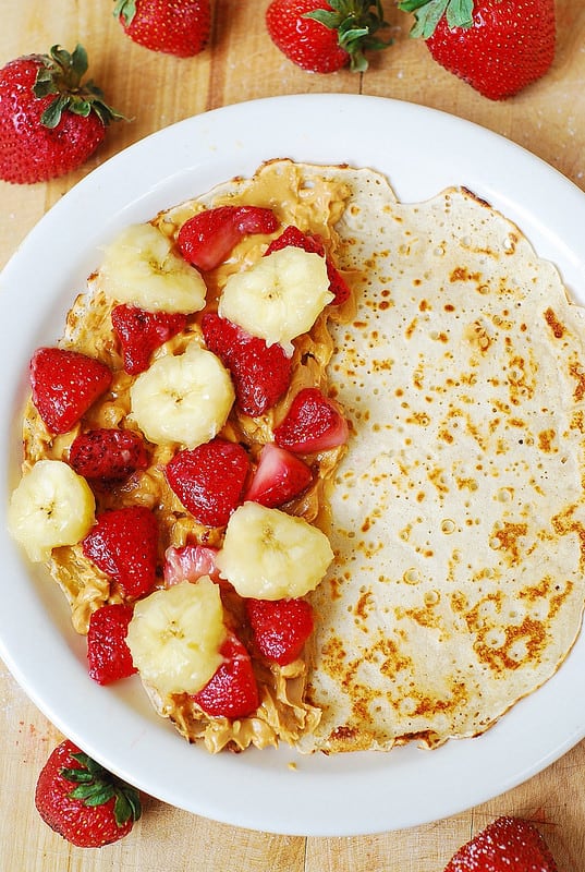 Peanut Butter Crepes Stuffed with Strawberries and Bananas