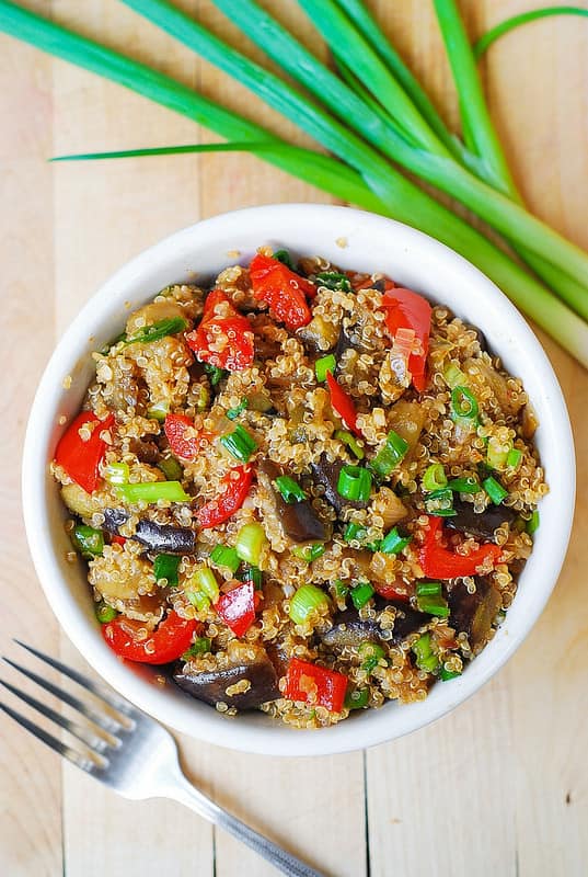Spicy Asian eggplant and quinoa salad