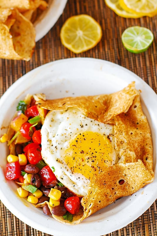 breakfast crepes stuffed with Southwestern salsa and eggs