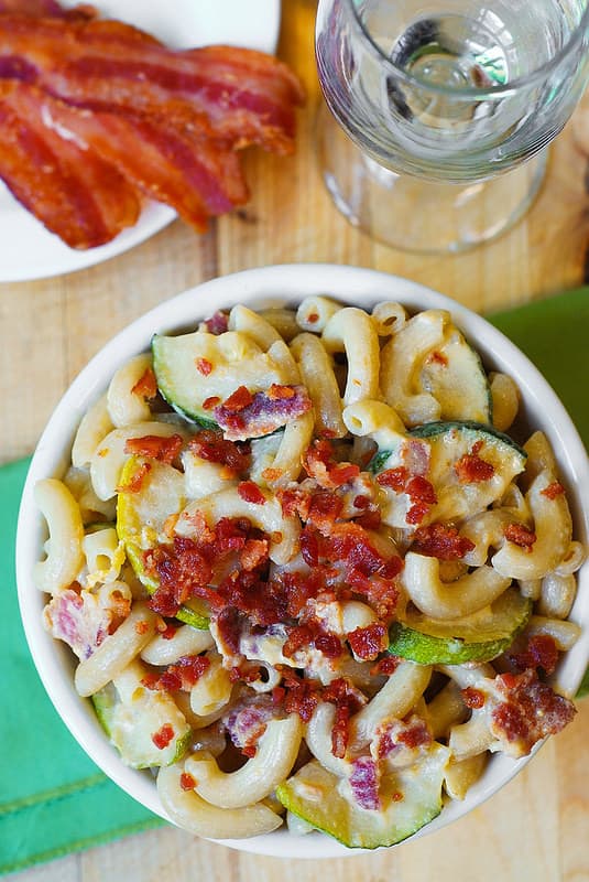 Zucchini and Bacon Elbow Pasta