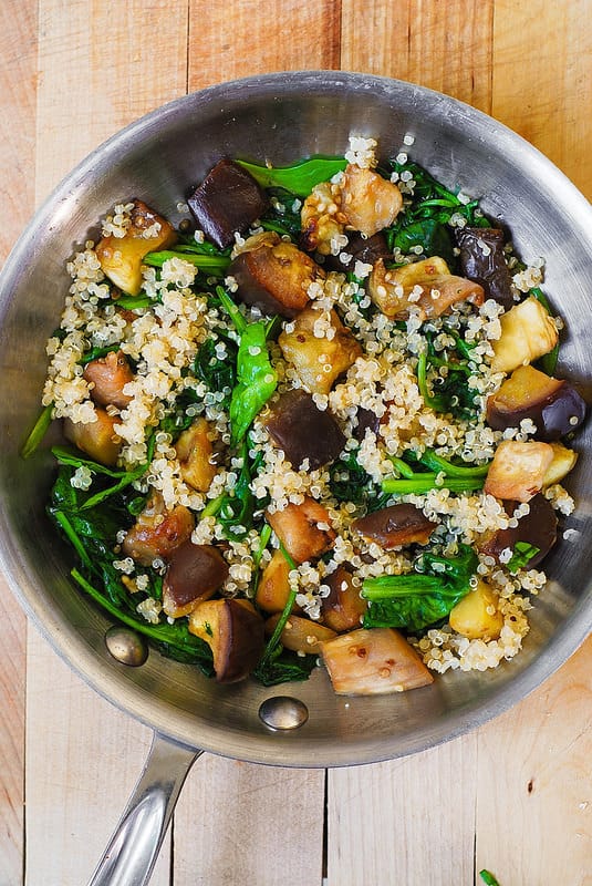 eggplant and quinoa, vegetarian recipe, vegetarian dinner, vegetables, healthy recipe