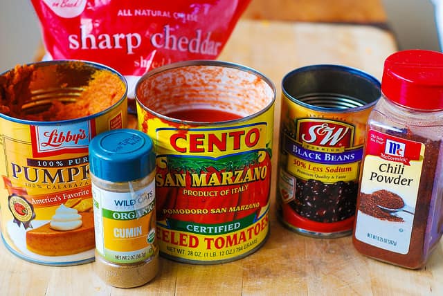 ingredients for pumpkin chili (process shot)