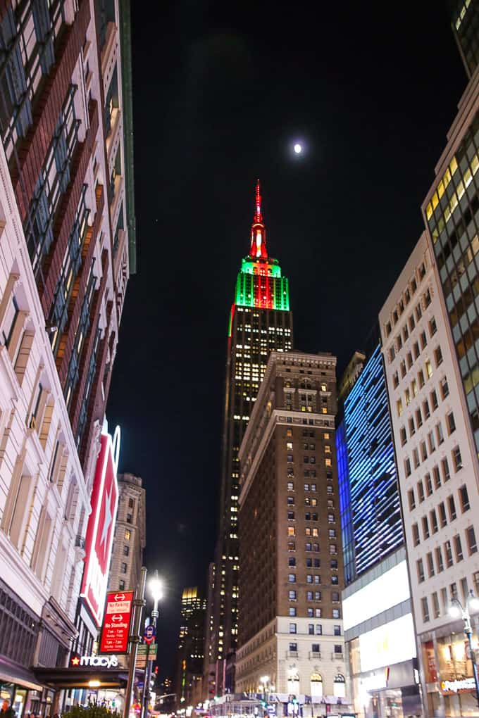 The Empire State Building tower lights