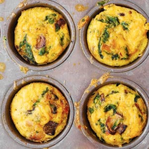 Breakfast egg muffins with bacon and spinach
