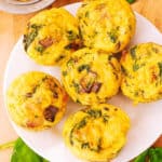 savory vegetable muffins with spinach, eggs, mushrooms, gluten free KETO recipe