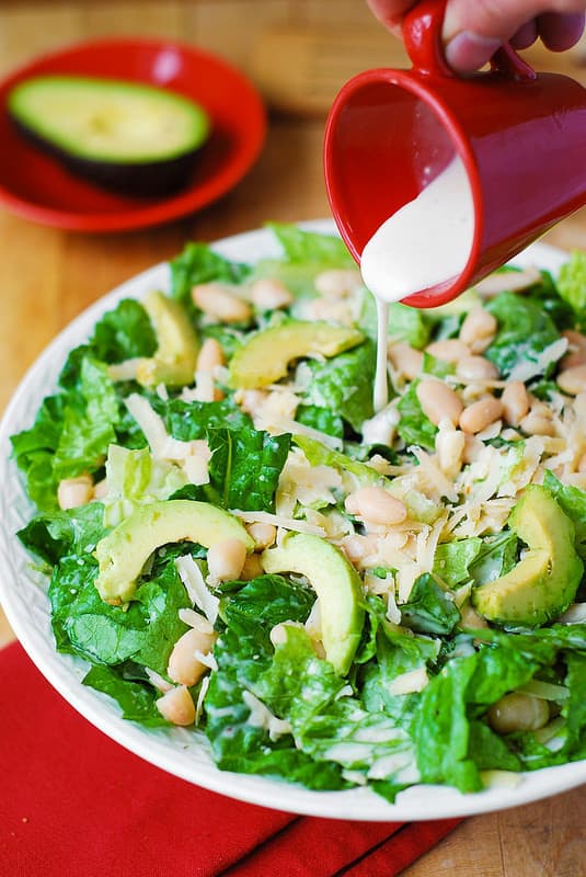 Caesar Salad with Cannellini Beans and Avocado