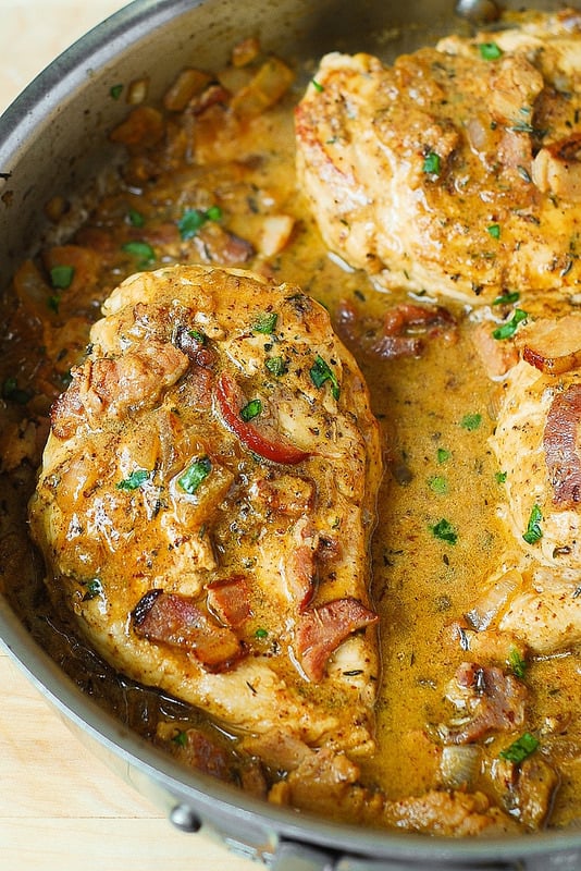 Chicken with bacon mustard sauce