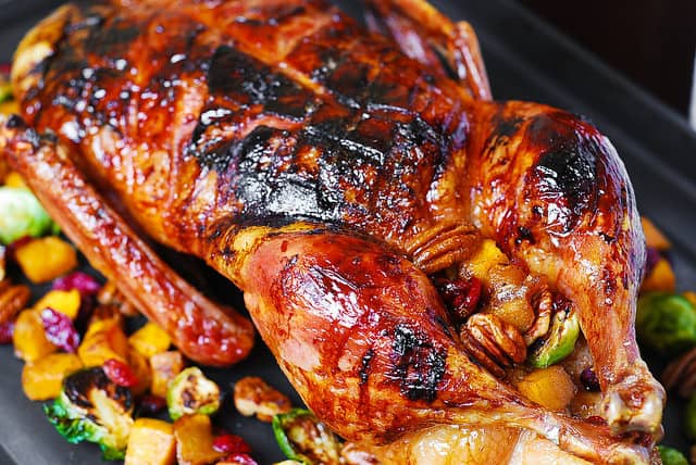 whole roast duck with honey-balsamic glaze