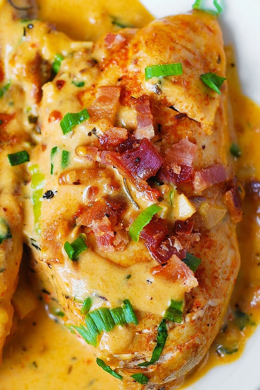 Chicken Breasts and Bacon with Sun-Dried Tomato Cream Sauce