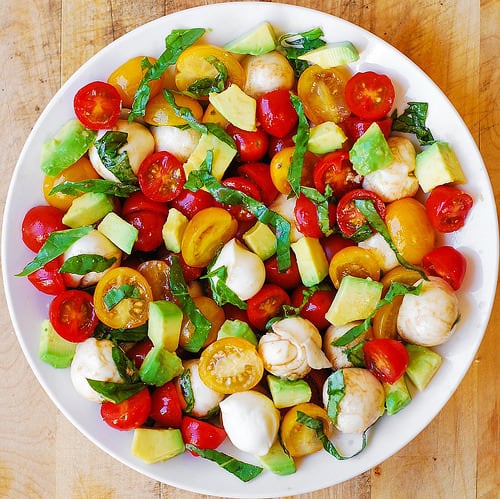 Tomato Basil Avocado Mozzarella Salad with Balsamic Dressing - Julia's ...