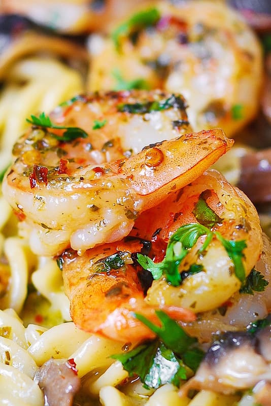 best shrimp, best pasta, easy pasta, basil shrimp pasta