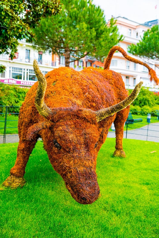 The statue of the bull in Montreux, Switzerland 