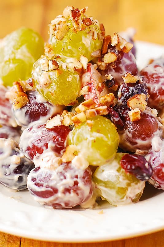 Creamy Grape and Apple Salad on a plate.