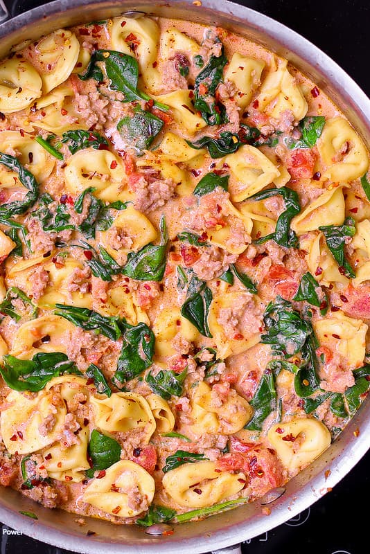 easy sausage pasta, easy sausage dinners, pasta recipes easy, easy tortellini 