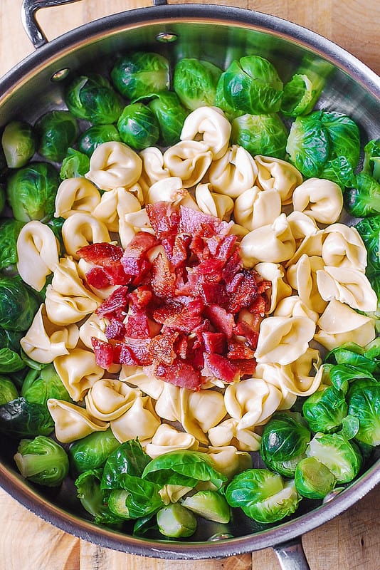 Thanksgiving recipes, holiday recipes, holiday main dish recipe, creamy pasta with brussels sprouts