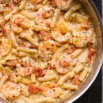 Shrimp pasta with Mozzarella Sauce